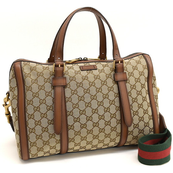 Gucci Handbags - Gucci Boston Bag Canvas Ladyweb Beige